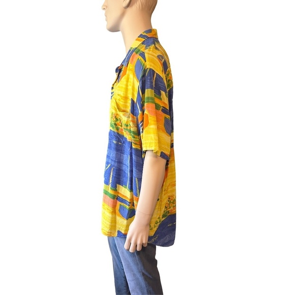 Jams World 100% Rayon Hawaiian Shirt Top Casual Tiki  Full Button Front Colorful - Picture 4 of 16